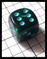Dice : Dice - 6D Pipped - Green Swirl with Blue Teal Pips - FA collection buy Dec 2010